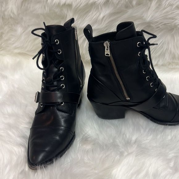 All Saints Katy Leather Ankle Booties Shoes 39 B7 - Picture 8 of 14